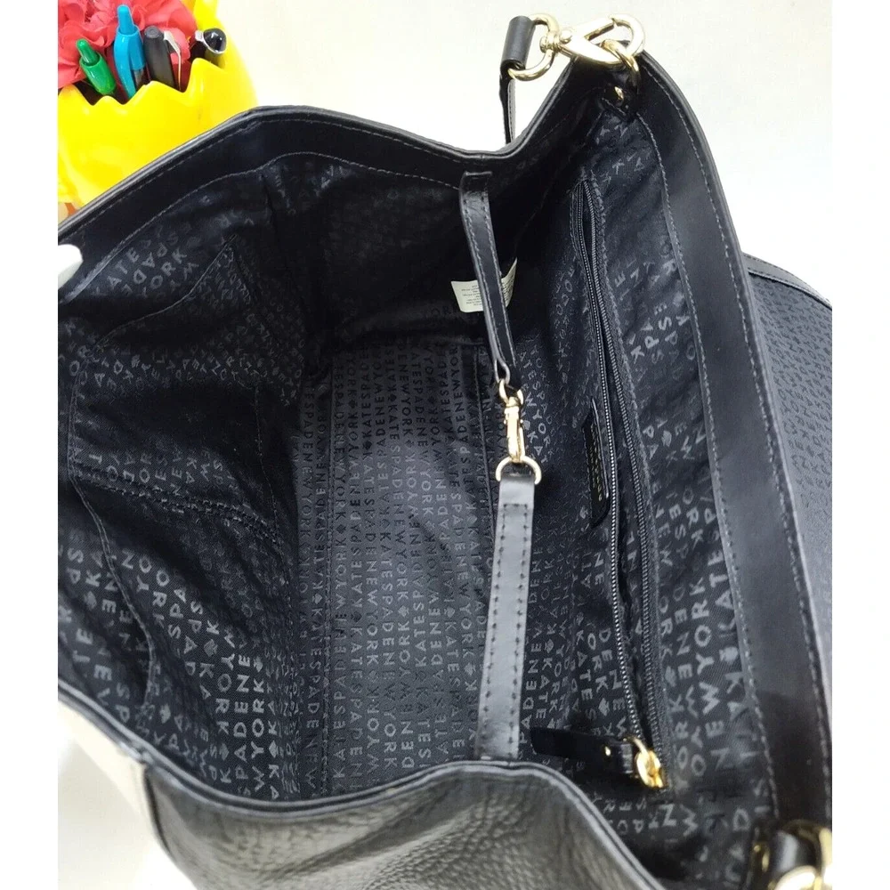 Kate Spade Magnolia Park White Leather 3-Tone Pushlock Satchel Crossbody Bag